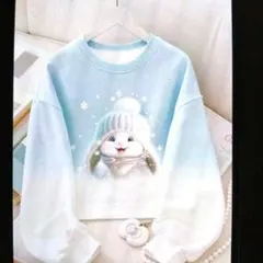 週末セール スノーマン オンブレブルー デジタルプリント 長袖スウェットシャツ