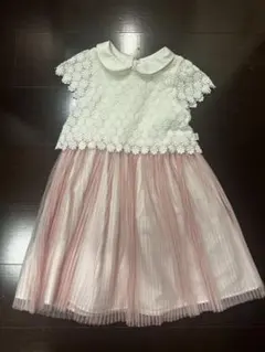 組曲 レーストップスとプリーツスカートワンピース 120cm 美品 襟取り外し○