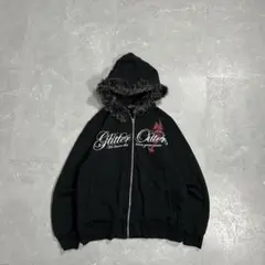 あ*様 y2k ファー パーカー スカル 十字架スタッズ 平成 ギャル フェア 