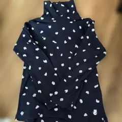 PETIT BATEAU ネイビー ドット柄 長袖　110cm タートルネック