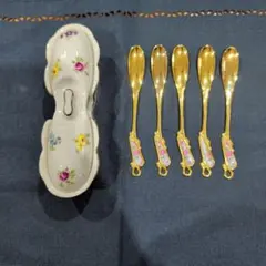 花柄陶器ホルダー付きカトラリーセット