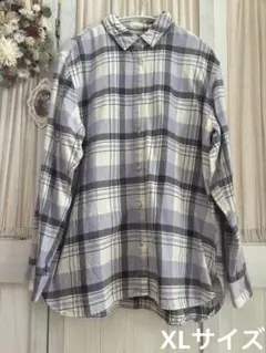 UNIQLOユニクロ フランネルチェックシャツ長袖XL パープル