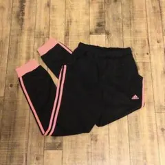 adidas ジャージ パンツ 160cm　キッズ レディース　ネオンピンク