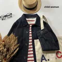 c71＊ チャイルドウーマン コットンデニム ステンカラー コート