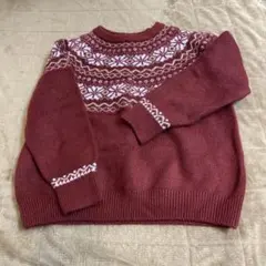 【Par Avion】ノルディック柄長袖セーター 赤