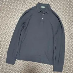 美品✨ザノーネ アイスコットン ポロシャツ 長袖　ネイビー　44のサムネイル