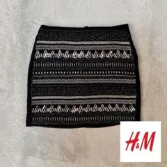 H&M エイチアンドエム レディース M ブラック ビジューミニタイトスカート⭐︎のサムネイル