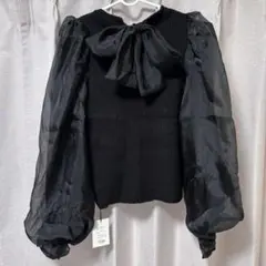GRL リボンニットトップス ブラック 黒