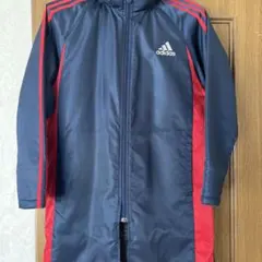 adidas フード付きコート ネイビー/レッド