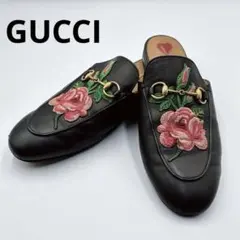 25.0cm⭐️GUCCI グッチ　プリンスタウン　ホースビット　ローズ刺繍　希少のサムネイル