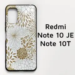 Redmi Note10JE 10T カバー ゴールド風 フラワー 花 .