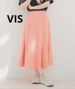 VIS 幾何学 レース マーメイドスカート ピンク フレアスカート S