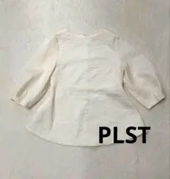 PLST プラステ ジャカードペプラムブラウス ホワイトのサムネイル