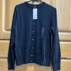 【未使用】ユニクロUVカット クルーネック カーディガン L （黒）