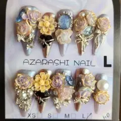 【L-476】バラ装飾ゴテゴテネイルチップꕤ︎︎Lサイズ