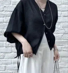 jena ジェナ　スッキリ裾リボンシアーシャツ