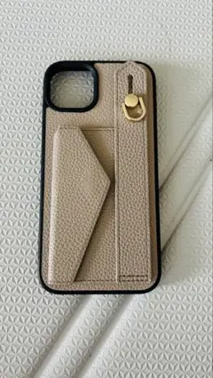 iPhone1plusケース ベージュ カードポケット付