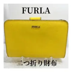 FURLA イエロー 二つ折り財布 レザー 黄色 フルラ 本革 コンパクト財布
