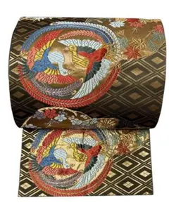 S115袋帯　美品　唐織　四季の花　鳳凰　金糸振袖向き　正絹