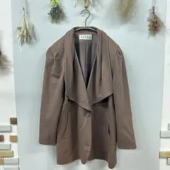 【AGASA】 ショールカラーコート コート 体型カバー ブラウン 大人可愛い