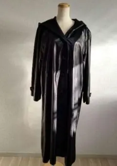 ローゼン　牛革ロングコート　フード　リアルレザー　ブラック