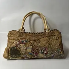 Think Bee!　クリムト　ハンドバッグ　ゴールド　スパンコール　刺繍　美品 Think Bee! クリムト ハンドバッグ ゴールド スパンコール 刺繍 美品