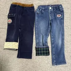 ミキハウス　ネイビーとデニムの長ズボン 100cm