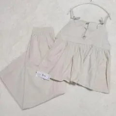 リネン混♡キャミブラウス×ワイドパンツ セットアップ M ナチュラル 2点SET