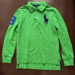 POLO RALPH LAUREN グリーン 長袖ポロシャツ S140/68