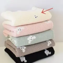 幅180cm×45cm 韓国生地 ふわふわ ファー ボア生地 クマ柄 アイボリー