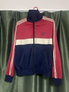 【希少】70s デサント製 adidas 刺繍ロゴ トラックジャケット着用写真有