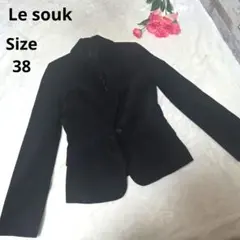 【オシャレ☆Le souk】黒　ベロアジャケット　サイズ38のサムネイル