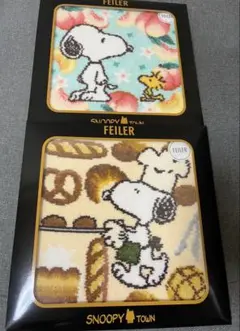新品　FEILER PEANUTSxフェイラーコラボハンカチ　パン　ピーチ　2点