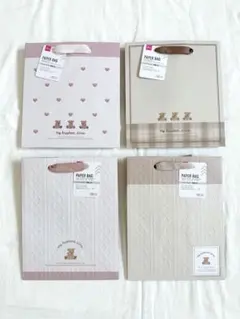 ダイソー バレンタイン 紙袋 ペーパーバッグ 刺繍くま 4種セット