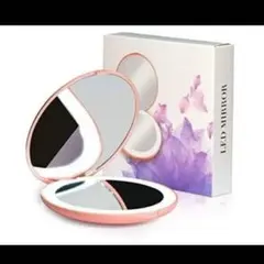 2」コンパクトミラー 10倍拡大 LEDライト付き 小型 メイクミラー