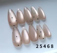 現品☆マグネット　ベージュ系　ホロ/ドット　シンプル　ネイルチップ10個セット