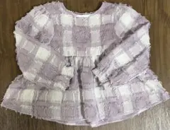 【しまむら】RELA. フリンジチェック柄 長袖ブラウス110サイズ