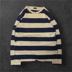 90s 紺タグ OLD UNIQLO ロンT ボーダー ベージュ y2k M