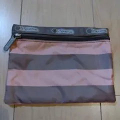 LeSportsac レスポートサック ストライプ ポーチ ピンク ブラウン