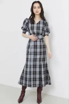 rienda チェック柄 マーメイドワンピース Sサイズのサムネイル