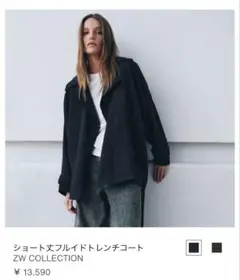 ZARA ザラ 26ss ショート丈フルイドトレンチコート ネイビーのサムネイル