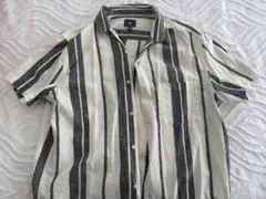 H&M ストライプ 半袖 シャツ 白 グレー 夏服 メンズ