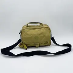 キプリング　2way ショルダーバッグ　ダブルファスナー　マスタード　チャーム付
