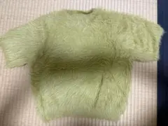 ファー風ライトグリーン半袖トップス