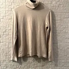 【ユニクロ】UNIQLO ヒートテック フリース タートルネックT ベージュ S