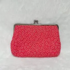 花柄がま口ポーチ　ピンク