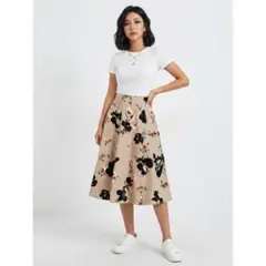 【tocco closet】花柄フレアスカート ベージュ フラワープリントのサムネイル
