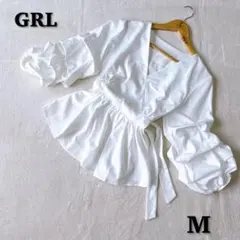 GRL グレイル Vネック トップス ブラウス ボリューム袖 Mサイズ