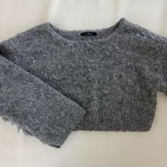 w closet シャギーショート丈ニット グレー