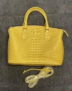 クロコダイル型押し ハンドバッグ イエロー
